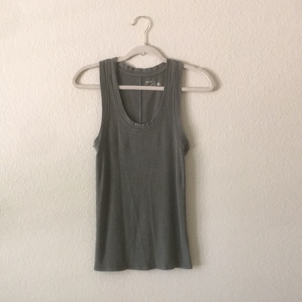 aerie Scoop Tee Washed Look Ribbed Layering Tank Top Coastal Beach